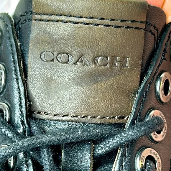 COACH Mens Shoes PERKINS TRAINER SNEAKER black leather Size 7. - Picture 6 of 14